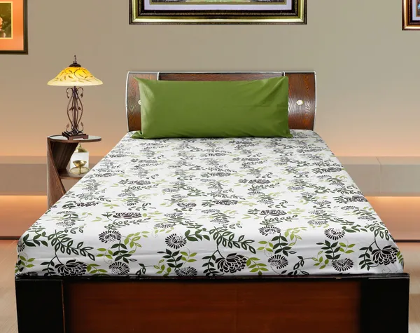 Pack_of_2_&_3_Pieces_Green_Floral_Bonanza_Cotton_Printed_Bedsheet_Set_With_Pillow_Covers_for_Bedroom,_Guest_Room,_Kids_Room