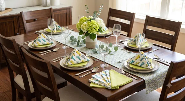 Pack_of_12_Pieces_Cotton_Green_Car_Printed_and_Plain_Napkin_Set_for_Dining_and_Kitchen