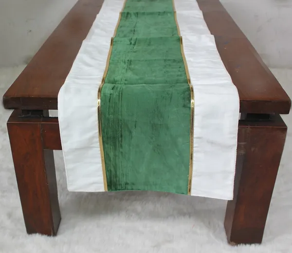 Pack_of_1_Piece_Cotton_Forest_Green_Ariel_Velvet_Collection_Table_Runner-For_Dining_&_Center_Table