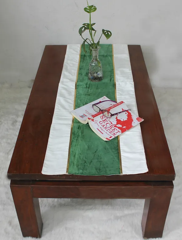 Pack_of_1_Piece_Cotton_Forest_Green_Ariel_Velvet_Collection_Table_Runner-For_Dining_&_Center_Table