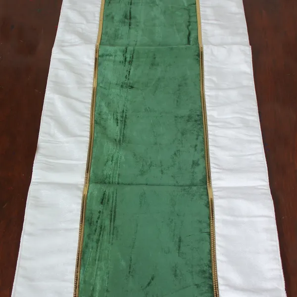 Pack_of_1_Piece_Cotton_Forest_Green_Ariel_Velvet_Collection_Table_Runner-For_Dining_&_Center_Table