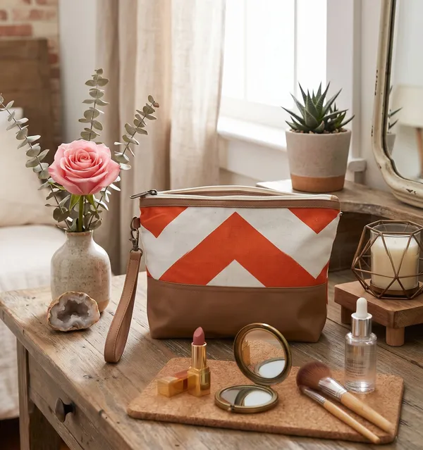 Pack_of_1_Piece_Cotton_Orange_Chevron_Printed_Multi_Utility_Pouch_for_Travel_and_Storage_Accessories_Organizer