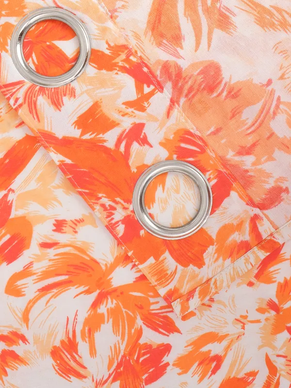 Pack_of_3_Pieces_Cotton_Orange_Rosy_Reflections_Printed_Eyelet_Curtain_Set_For_Bedroom_and_Living_Room