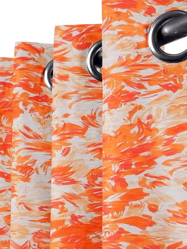 Pack_of_3_Pieces_Cotton_Orange_Rosy_Reflections_Printed_Eyelet_Curtain_Set_For_Bedroom_and_Living_Room