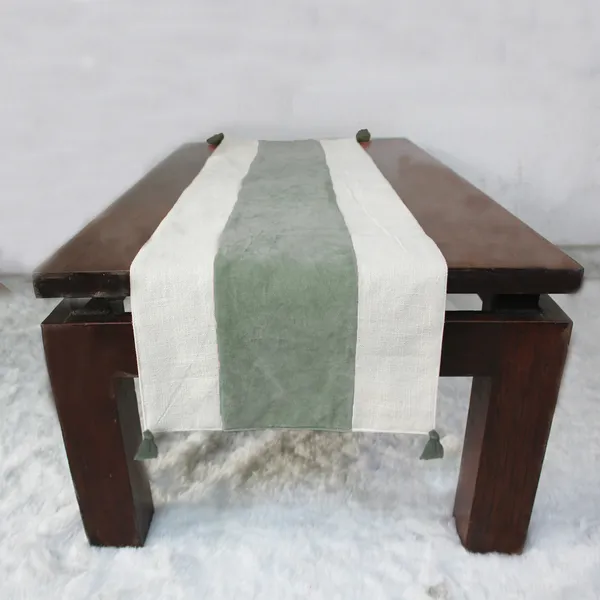 Pack_of_1_Piece_Cotton_Fern_Green_Paradise_Velvet_Collection_Table_Runner-For_Dining_&_Center_Table