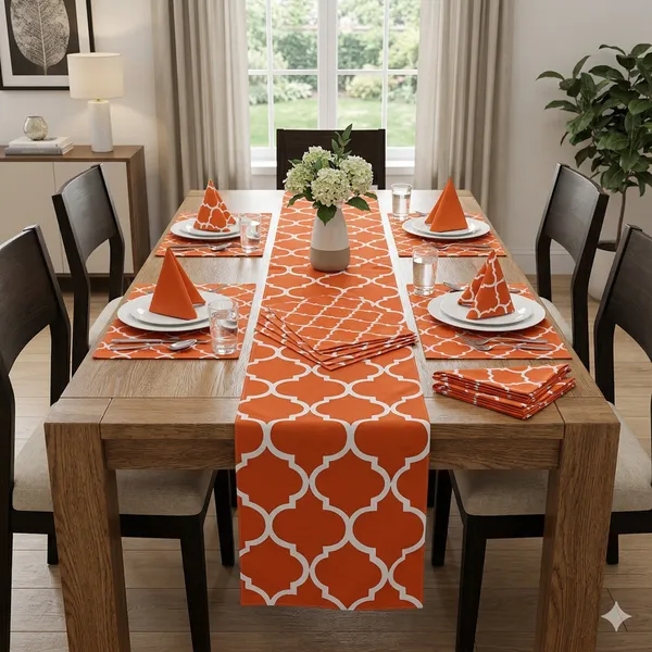 Cotton_Ogee_Printed_Orange_Table_Runner_With_Place_Mat_and_Napkin-Dining_&_Center_Table_for_Decoration_and_Party