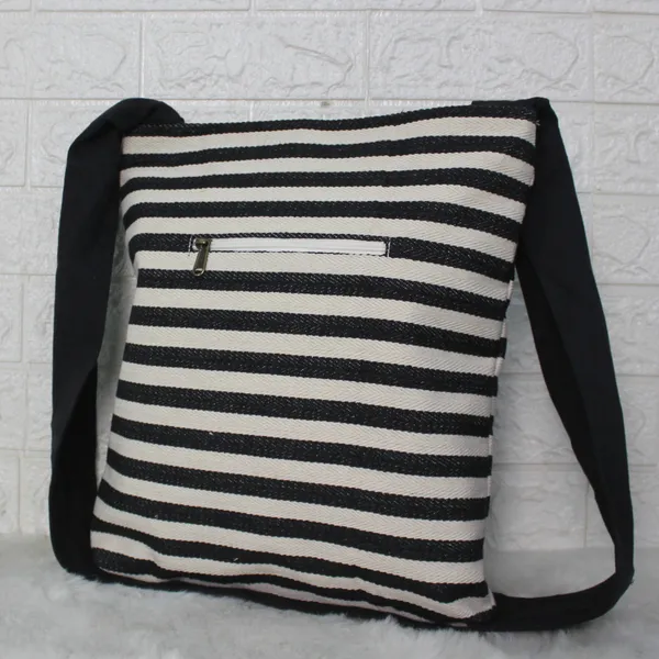 Pack_of_1_Piece_Premium_Cotton_Black_Cream_Stripe_Villa_Collection_Crossbody_Messenger_Shoulder_Bag_for_Women,_Men,_Girl_&_Boy