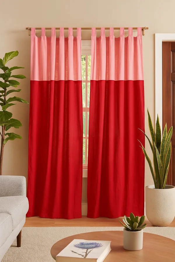 Pack_of_2_Cotton_Pink_Double_Colourful_Tab_Top_Curtain_Set_for_Window_and_Door