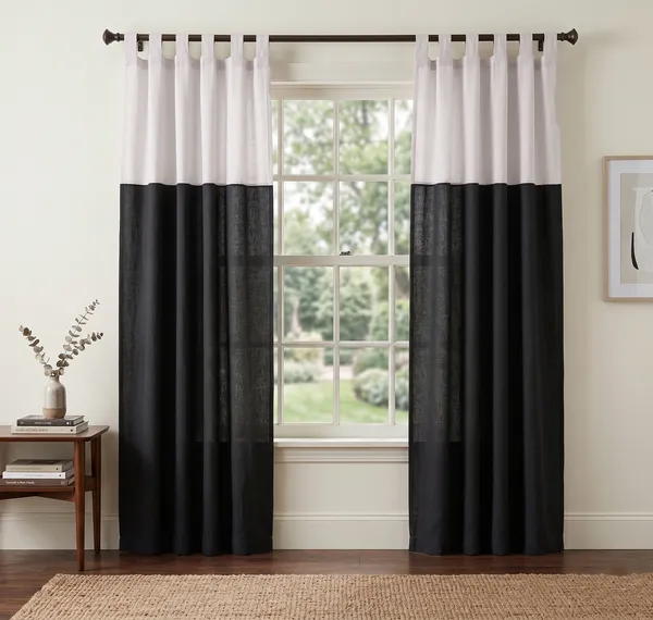 Pack_of_2_Piece_Cotton_Black_Solid_Sheer_Summer_fun_Colorful_Tab_Top_Curtain_Set_for_Door_Curtain-For_Bedroom_and_Living_Room