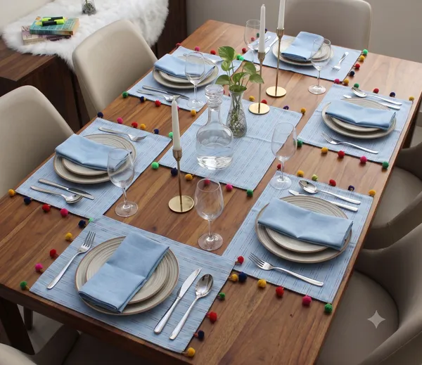Pack_of_18_Piece_Cotton_Light_Blue_Pastel_Stripe_Pompom_Collection_Place_Mat_With_Napkin-For_Dinning_Table,_Center_Room_and_Kitchen