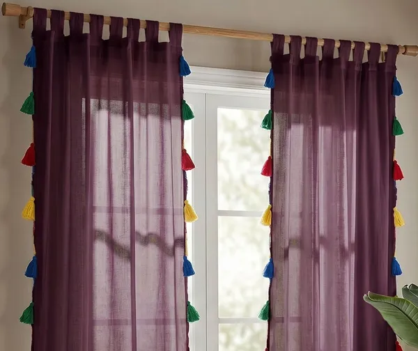 Pack_of_2_Cotton_Purple_Sheer_Summer_fun_Multi_Tassel_Tab_Top_Curtain_Set_for_Window_and_Door