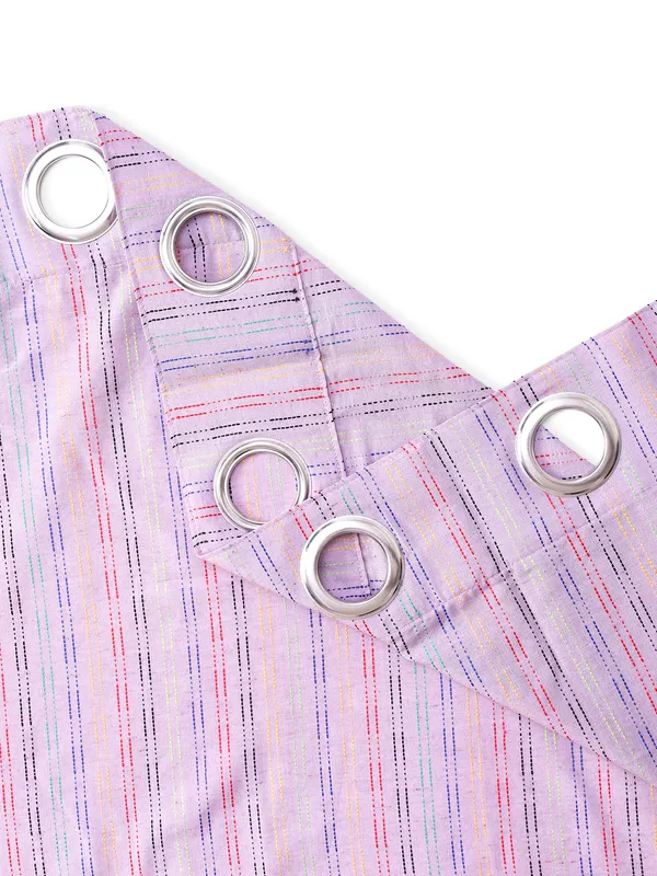 Pack_of_2_Cotton_Purple_Pastel_Stripe_Pompom_Collection_Eyelet_Curtainfor_Window_and_Door