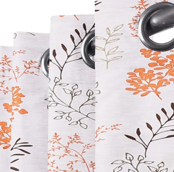 Pack_of_3_Pieces_Cotton_Saftey_Orange_Bloom_Bliss_Printed_Collection_Eyelet_Curtain_Set_For_Bedroom_and_Living_Room