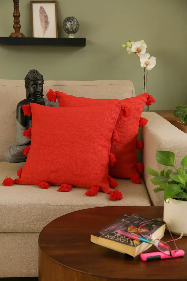 Pack_of_2_Piece_Cotton_Bright_Red_Marit_Tassel_Collection_Cushion_Cover_For_Living_Room_and_Bedroom