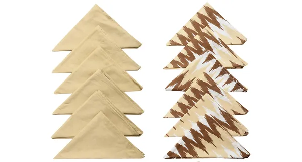 Pack_of_12_Pieces_Cotton_Beige_Ternion_Printed_and_Plain_Napkin_Set_for_Dining_and_Kitchen