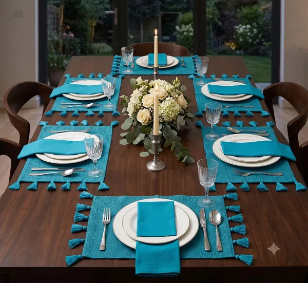 Pack_of_18_Piece_Cotton_Truqouise_Merit_Collection_Place_Mat_With_Napkin-For_Dinning_Table,_Center_Room_and_Kitchen