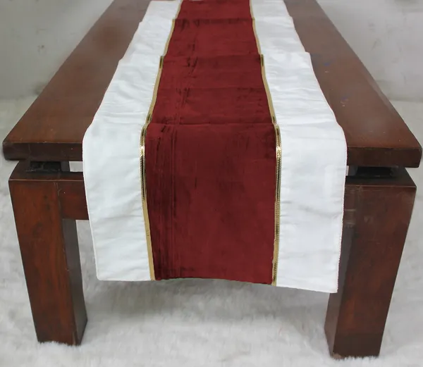 Pack_of_1_Piece_Cotton_Wine_Ariel_Velvet_Collection_Table_Runner-For_Dining_&_Center_Table