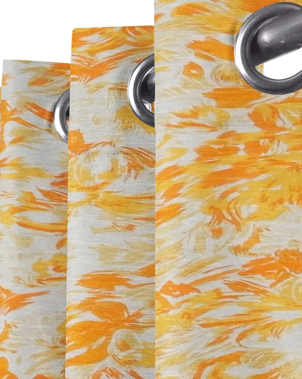 Pack_of_3_Pieces_Cotton_Yellow_Rosy_Reflections_Printed_Eyelet_Curtain_Set_For_Bedroom_and_Living_Room