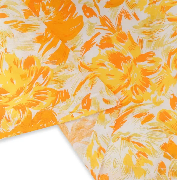 Pack_of_3_Pieces_Cotton_Yellow_Rosy_Reflections_Printed_Eyelet_Curtain_Set_For_Bedroom_and_Living_Room