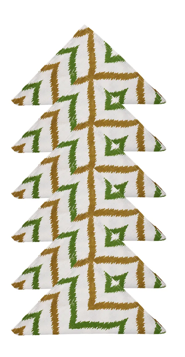 Pack_of_12_Pieces_Cotton_Green_Double_Ikat_Printed_and_Plain_Napkin_Set_for_Dining_and_Kitchen
