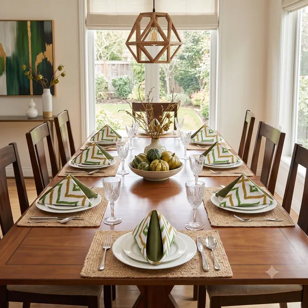 Pack_of_12_Pieces_Cotton_Green_Double_Ikat_Printed_and_Plain_Napkin_Set_for_Dining_and_Kitchen