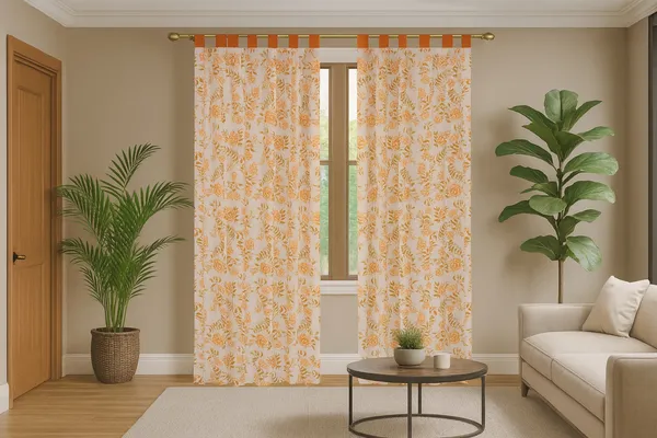 Pack_of_2_Cotton_Yellow_Floral_Printed_Tab_Top_Curtain_Setfor_Window_and_Door