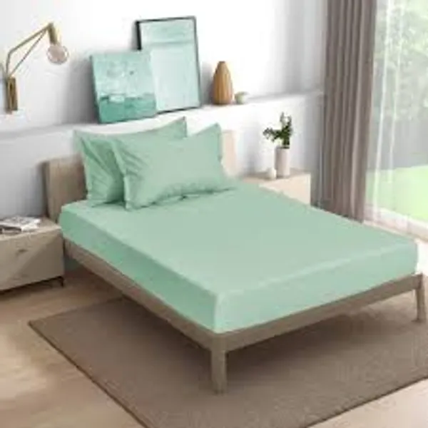 Pack_of_2_&_3_Pieces_Cotton_Sea_Green_Solid_Color_Bedsheet_With_Pillow_Cover_for_Bedroom,_Guest_Room,_Kids_Room
