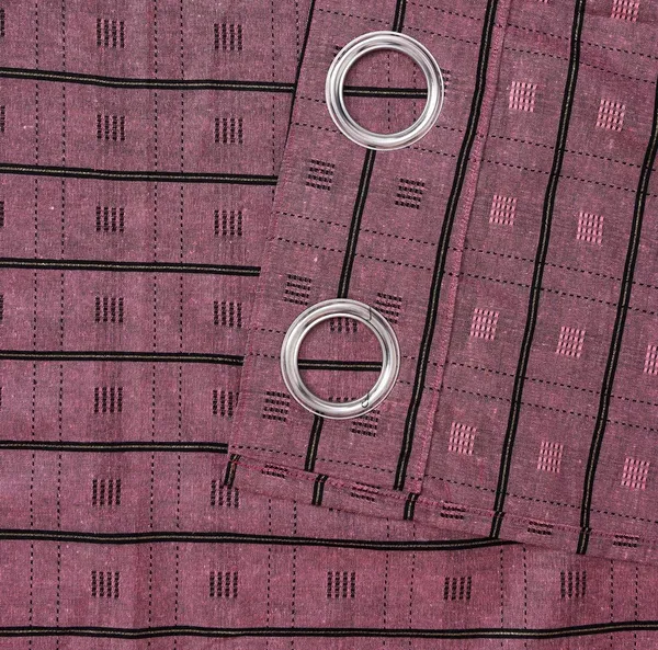 Pack_of_3_Pieces_Cotton_Eggplant_Purple_Check_Reflection_Collection_Eyelet_Curtain_Set_For_Bedroom_and_Living_Room