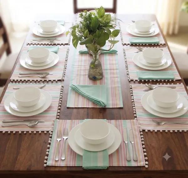 Pack_of_18_Pieces_Cotton_Candy_Stripe_Pompom_Collection_Place_Mat_With_Napkin-For_Dinning_Table,_Center_Room_and_Kitchen