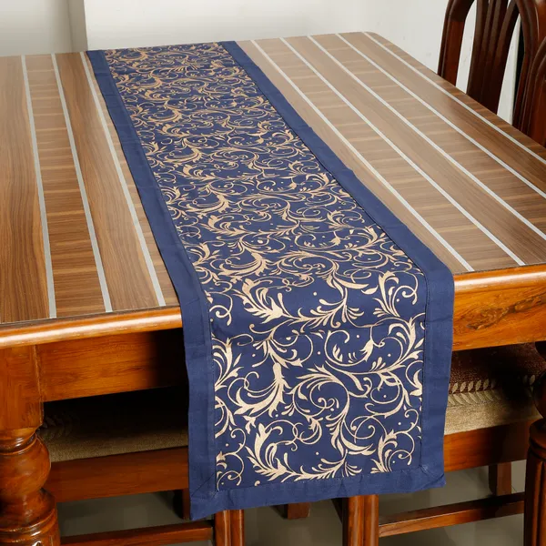 Pack_of_5,_7_&_9_Pieces_Cotton_Blue_Gold_Printed_Table_Runner_with_Place_Mat_for_Dining_&_Center_Table