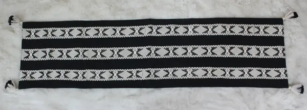 Pack_of_1_Piece_Cotton_Black_Ikat_Lurex_Tassel_Collection_Table_Runner-For_Dining_&_Center_Table