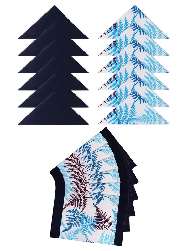 Pack_of_13,19_&_25_Cotton_Blue_Tropical_Leaf_Collection_With_Place_Mat_&_Napkins-for_Dining_and_Center_Table