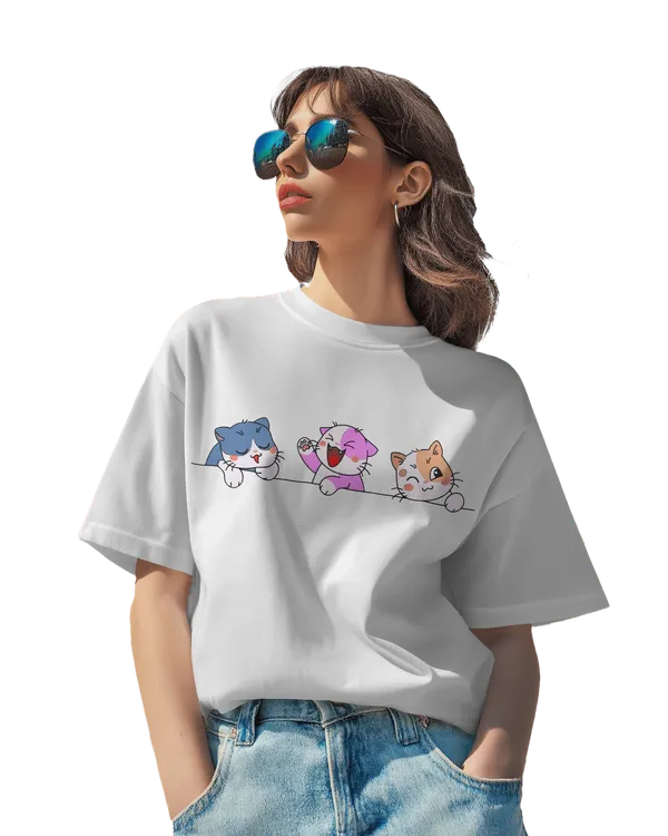 White_Premium_3_Cat_Printed_Cotton_For_Women