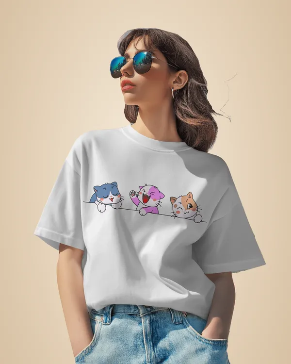 White_Premium_3_Cat_Printed_Cotton_For_Women