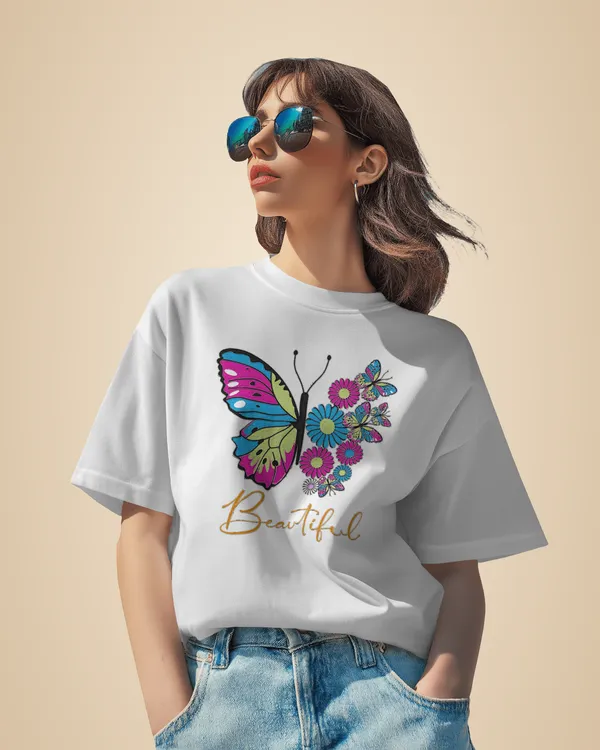 White_Premium_Butterfly_Printed_Cotton_For_Women