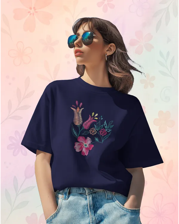 Navy_Premium_Flower_Printed_Cotton_For_Women