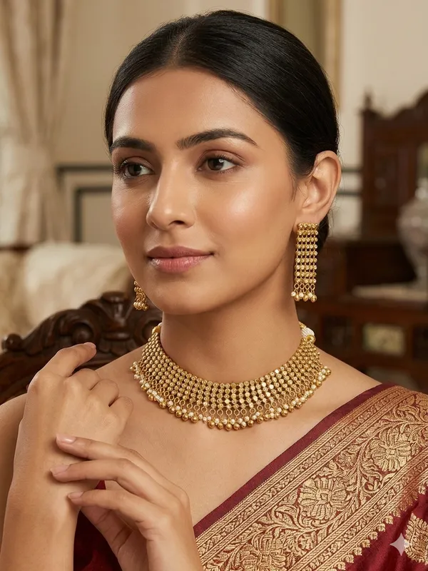 MANDAKINI_GOLD_PLATED_HANDMADE_BRASS_NECKLACE_WITH_EARRINGS