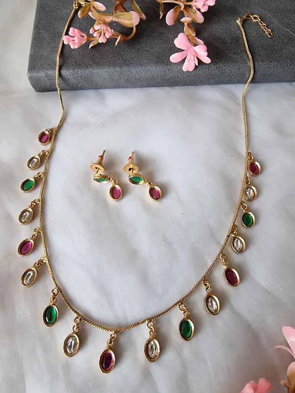 TRISHA_GOLD_PLATED_SLEEK_NECKLACE_WITH_EARRINGS_FOR_WOMEN