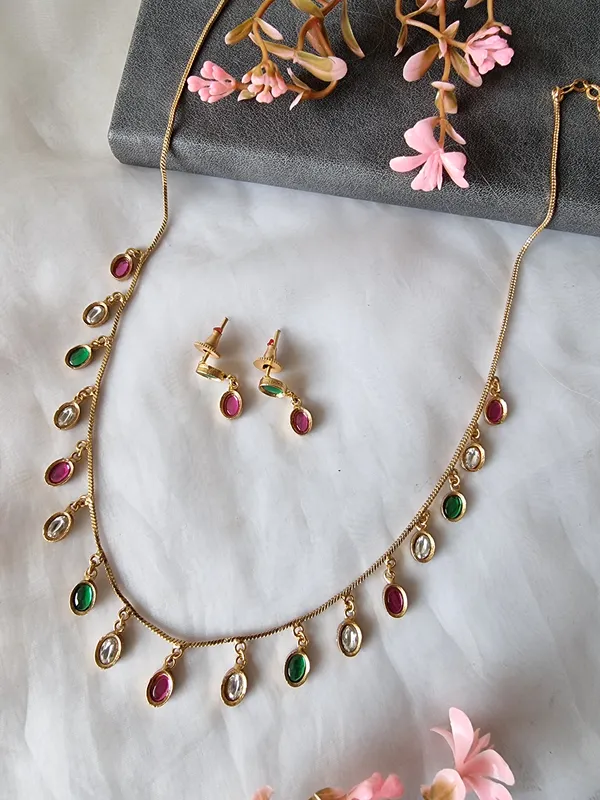 TRISHA_GOLD_PLATED_SLEEK_NECKLACE_WITH_EARRINGS_FOR_WOMEN