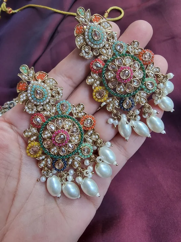 NAYANTARA_LONG_GOLD_PLATED_JADAU__NAVRATAN_NECKLACE_SET_FOR_WOMEN