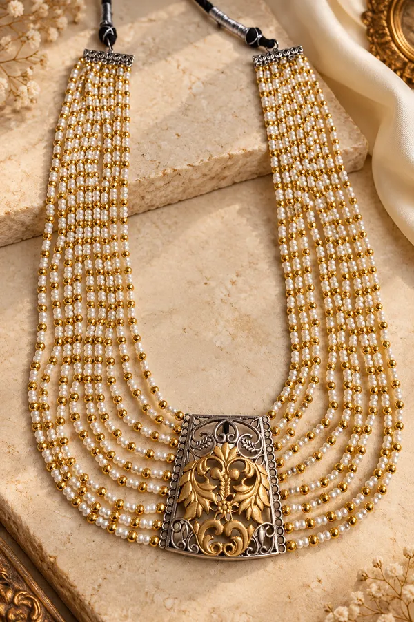NAYANTARA_LONG_PEART_DUALTONE_NECKLACE_SET_FOR_WOMEN