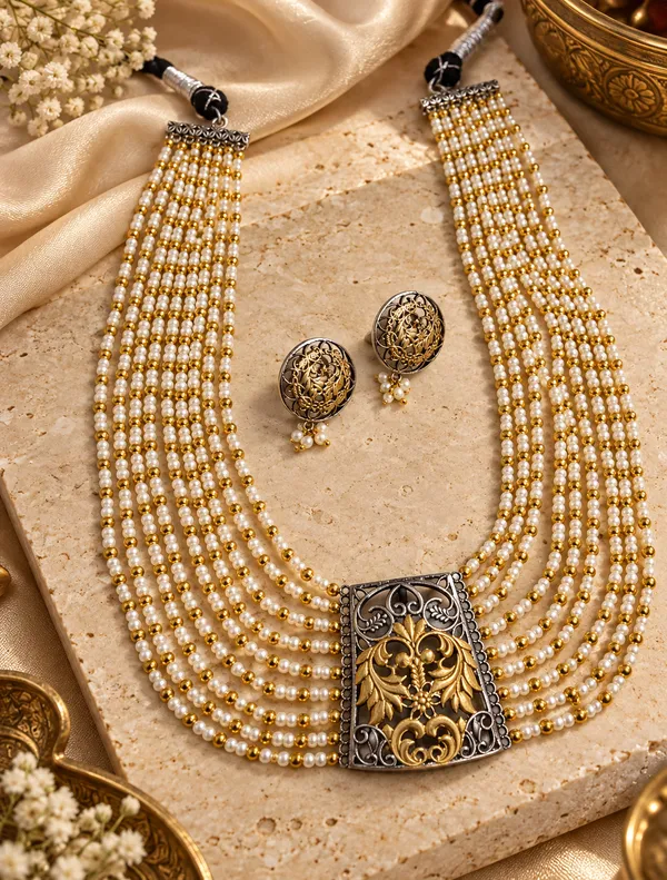 NAYANTARA_LONG_PEART_DUALTONE_NECKLACE_SET_FOR_WOMEN