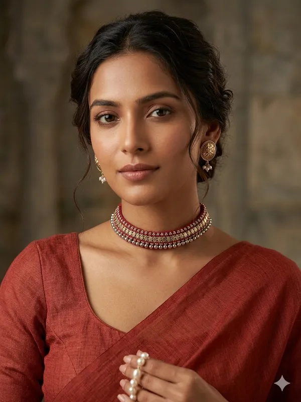 RADHIKA_DUALTONE_THREAD_BRASS_NECKLACE_WITH_EARRINGS_FOR_WOMEN
