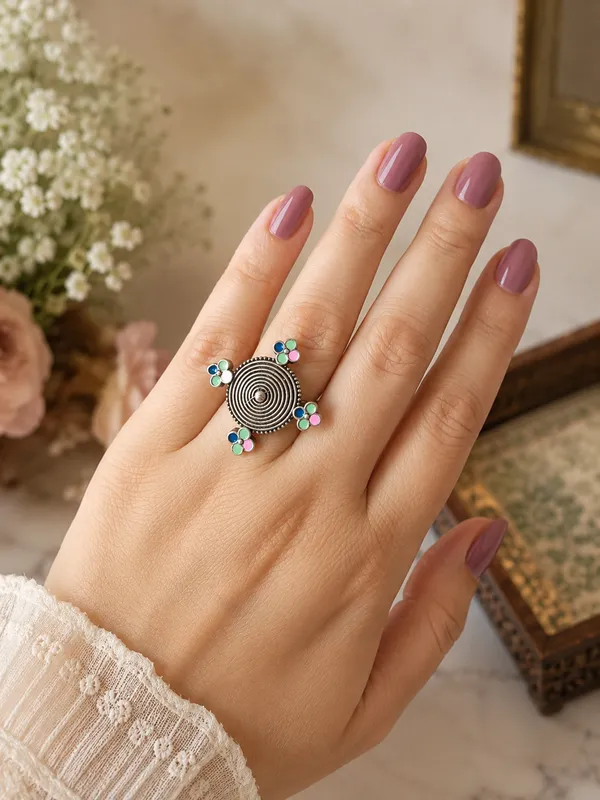 BAWRI_OXIDIZED_BRASS_MEENAKARI_HASLI_WITH_EARRINGS_AND_FINGERRING