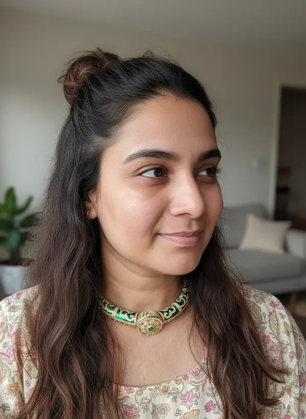 SAJNI_GREEN_MEENAKARI_HASLI_WITH_EARRINGS