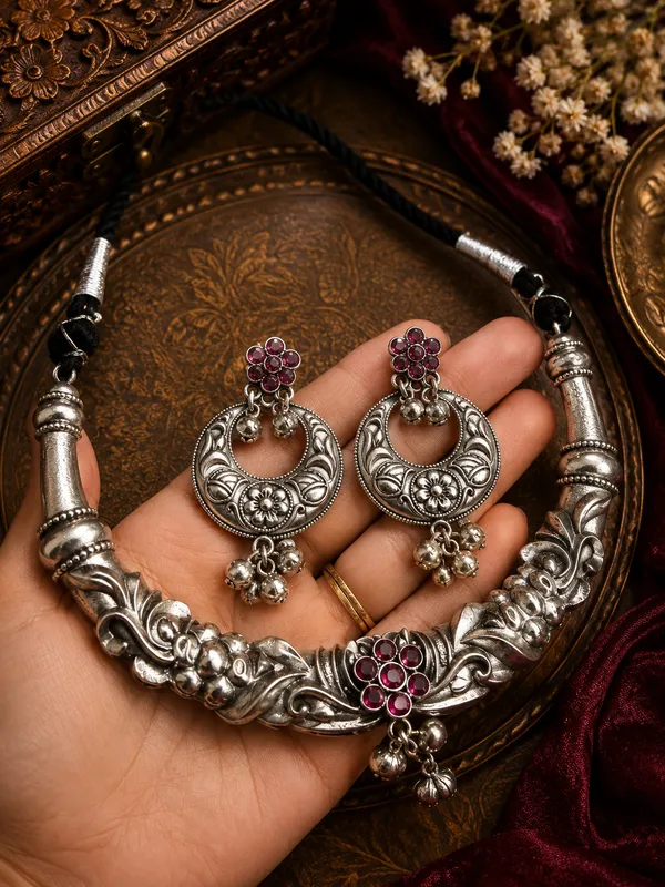 AAYAT_SILVERPLATED_E_BRASS_HASLI_WITH_EARRINGS_FOR_WOMEN