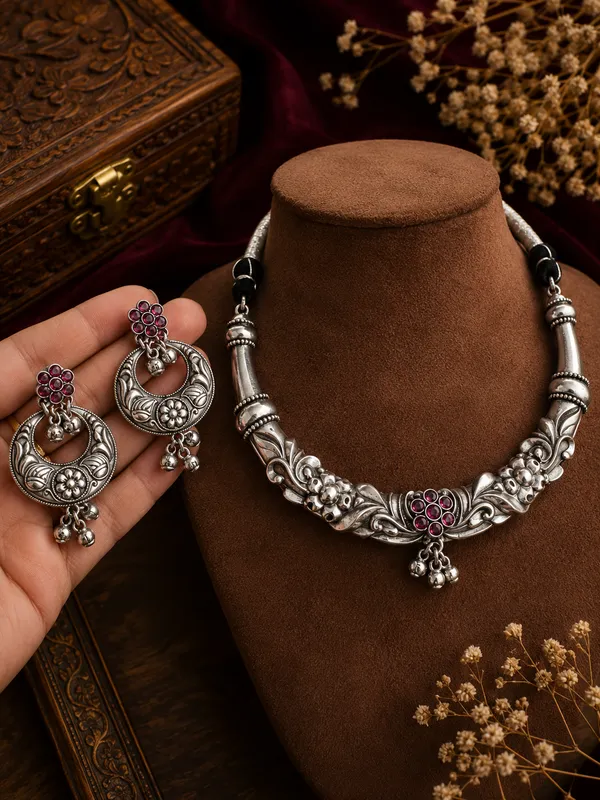 AAYAT_SILVERPLATED_E_BRASS_HASLI_WITH_EARRINGS_FOR_WOMEN