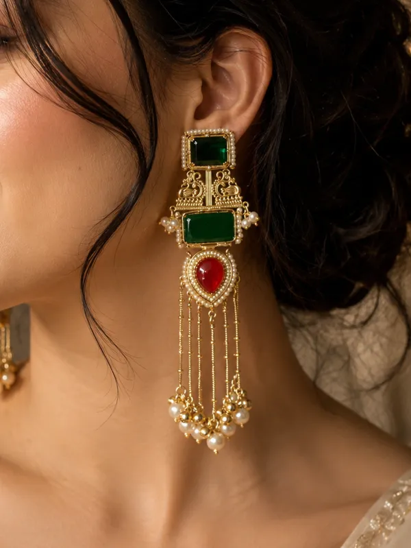RAJUL_RED_GREEN_KASHMIRI_GHOONGROO_EARRINGS