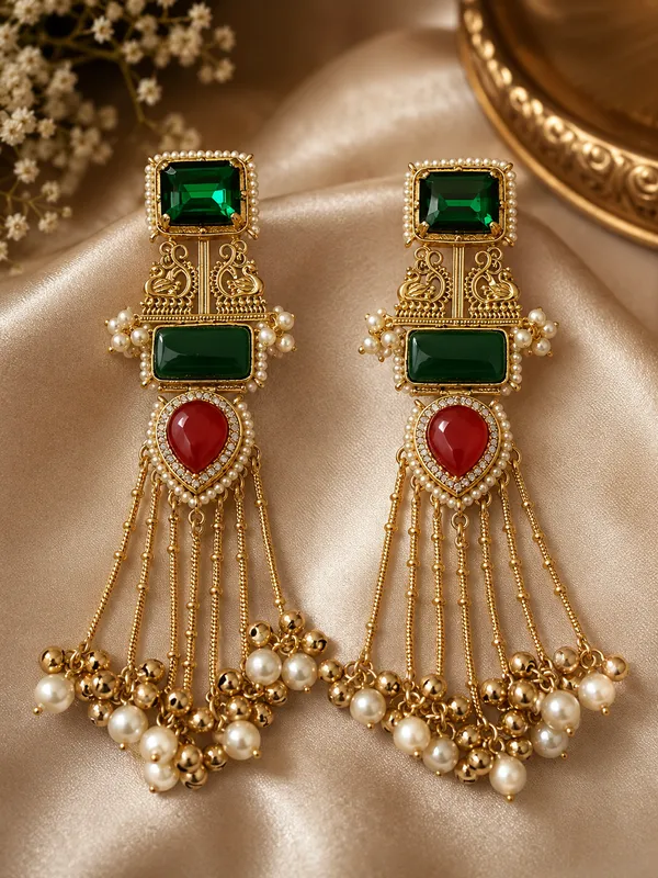 RAJUL_RED_GREEN_KASHMIRI_GHOONGROO_EARRINGS
