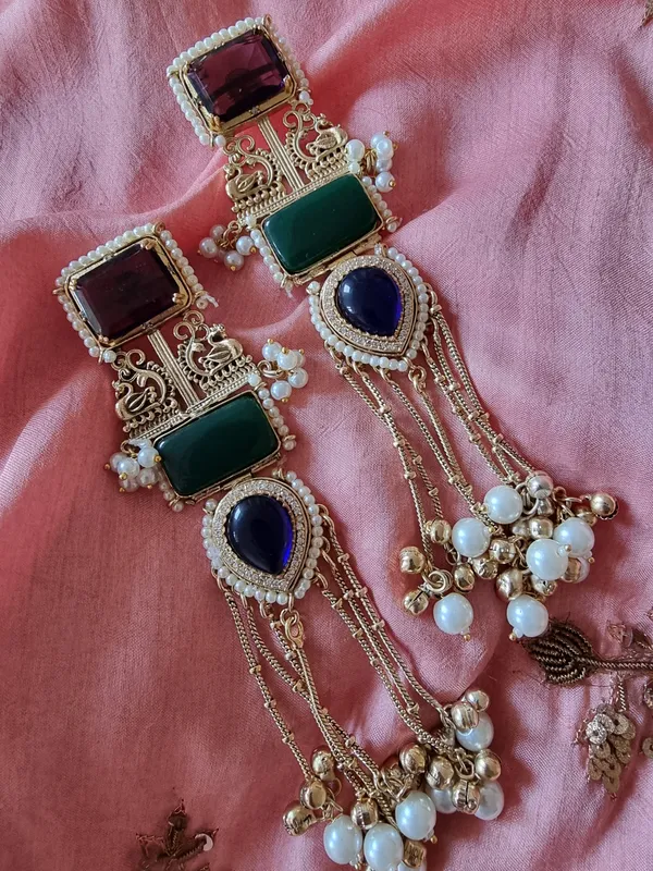 RAJUL_GREEN_PURPLE__KASHMIRI_GHOONGRNOO_EARRINGS